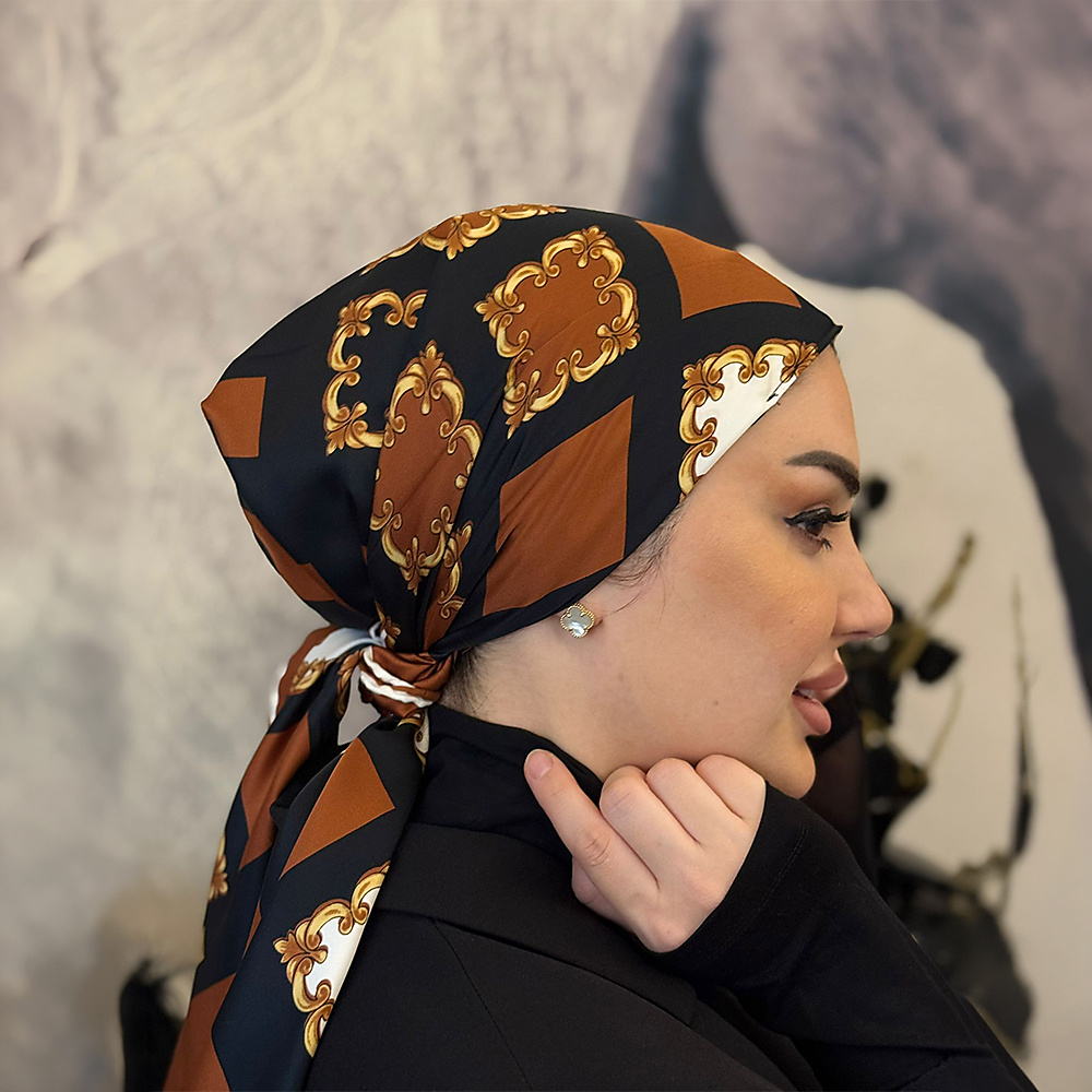 Black floral with brown