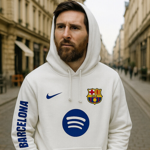 بلوفر برشلونة - الابيض