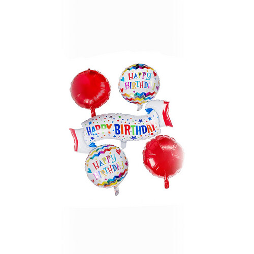 بكج بالون happy birthday من ٥ بالونات هيليوم ٤ بالونات ١٨ انش واحد بالونه 97*49 cm