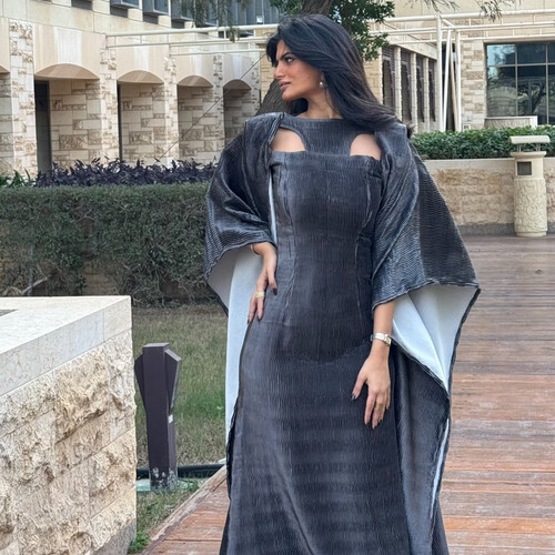 دراعة قطعة واحده كتان رمادي
