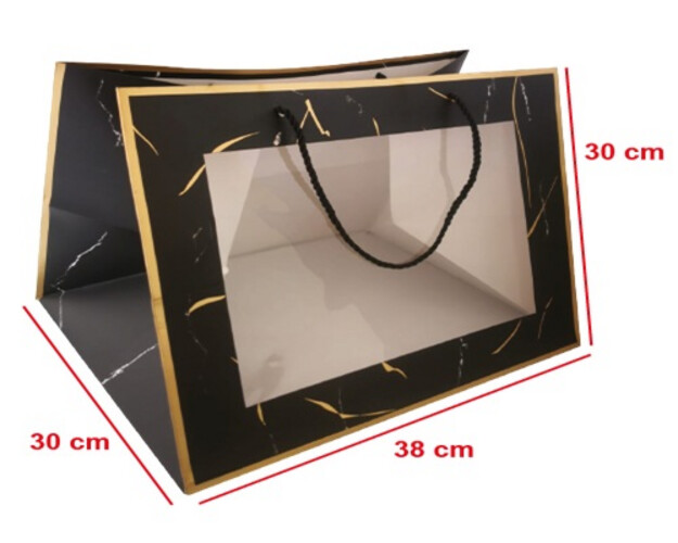 Black and gold mesh bags, size L, pack of 10