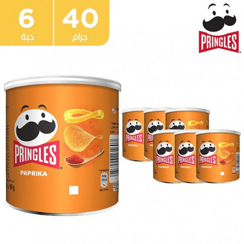 برينجلز - رقائق البطاطس بنكهة البابريكا 6 × 40 جم