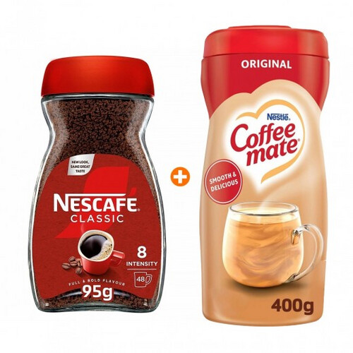 نسكافيه كلاسيك قهوة سريعة التحضير 95 جم + نستله كوفي ميت كريمة قهوة الأصلية 400 جم