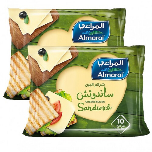 ALMARAI SANDWICH CHEESE SLICES 10 PIECES 2 × 200G