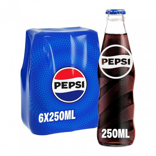 PEPSI SOFT DRINK IN GLASS BOTTLE 6 X 250 ML