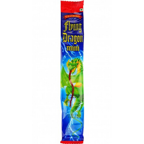 فلاينج دراجون - حلوى مطاطية صغيرة بنكهة الفراولة بدون جيلاتين × 15 جم