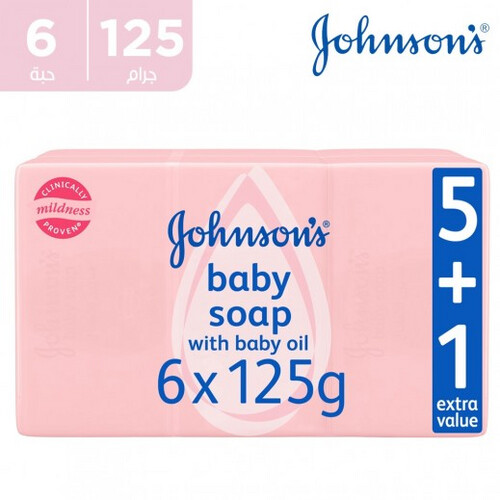 جونسون - صابون غني بزيت الأطفال 125 جم (5 + 1 مجاناً)