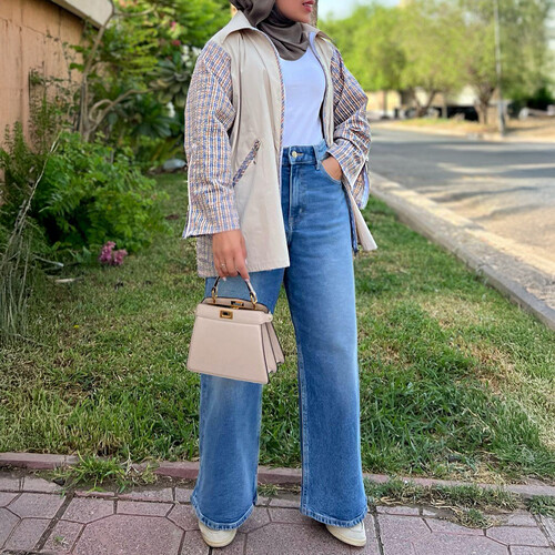 قميص كاروهات مع خام ترنش كوت خفيف