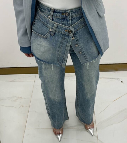 Denim jeans with skirt