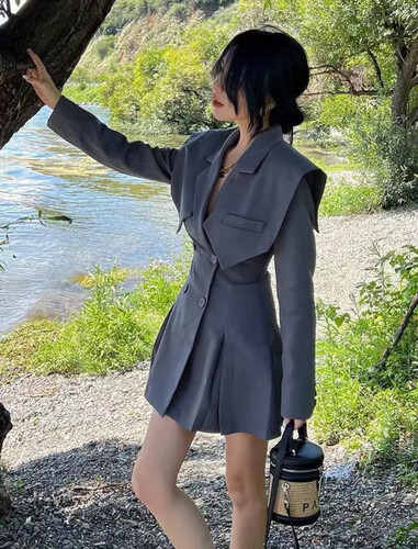 dark grey blazer with collar