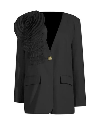 Black blzer with flower with gold buttons