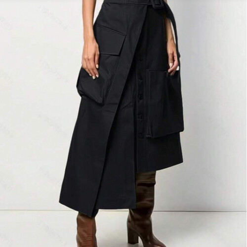 causal black skirt