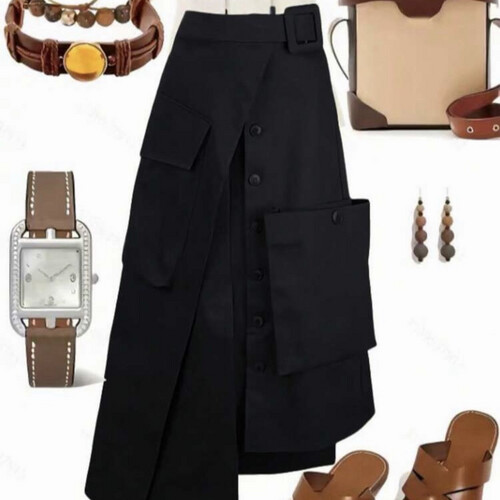 causal black skirt