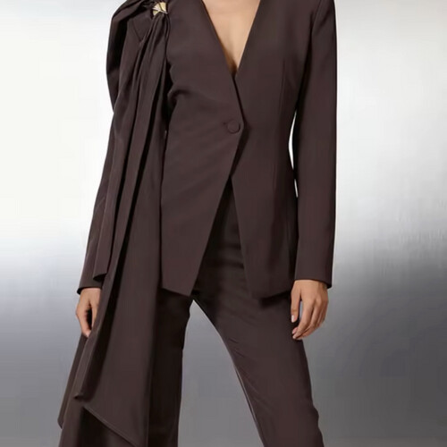 brown ribbon blazer