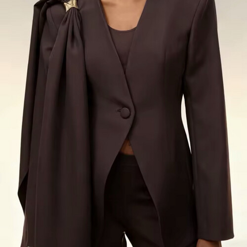brown ribbon blazer