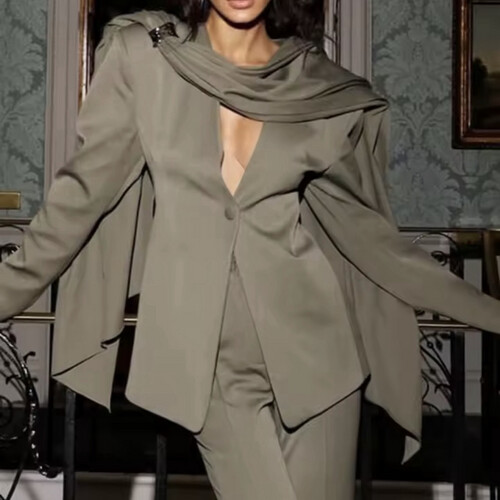 green ribbon blazer