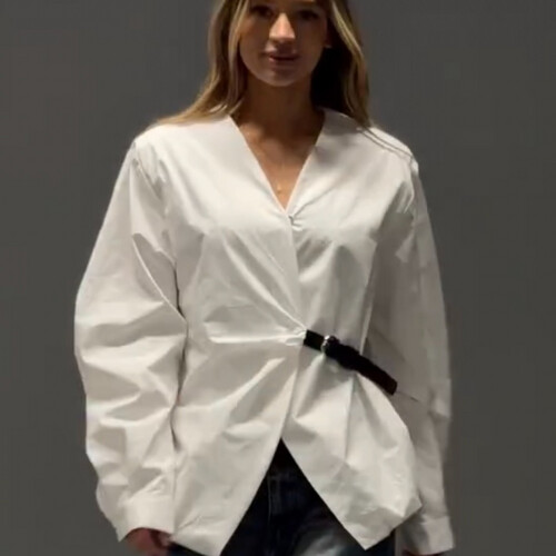 white shirt with belt