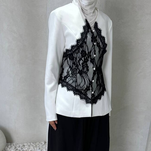 white lace blazer