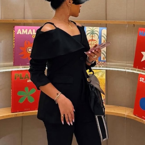 off shoulder black blazer
