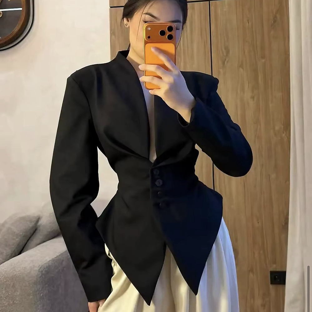 elegant V black top