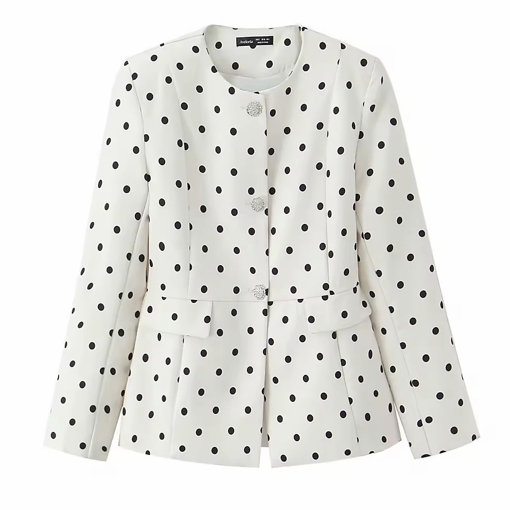 off white polka dots blazer