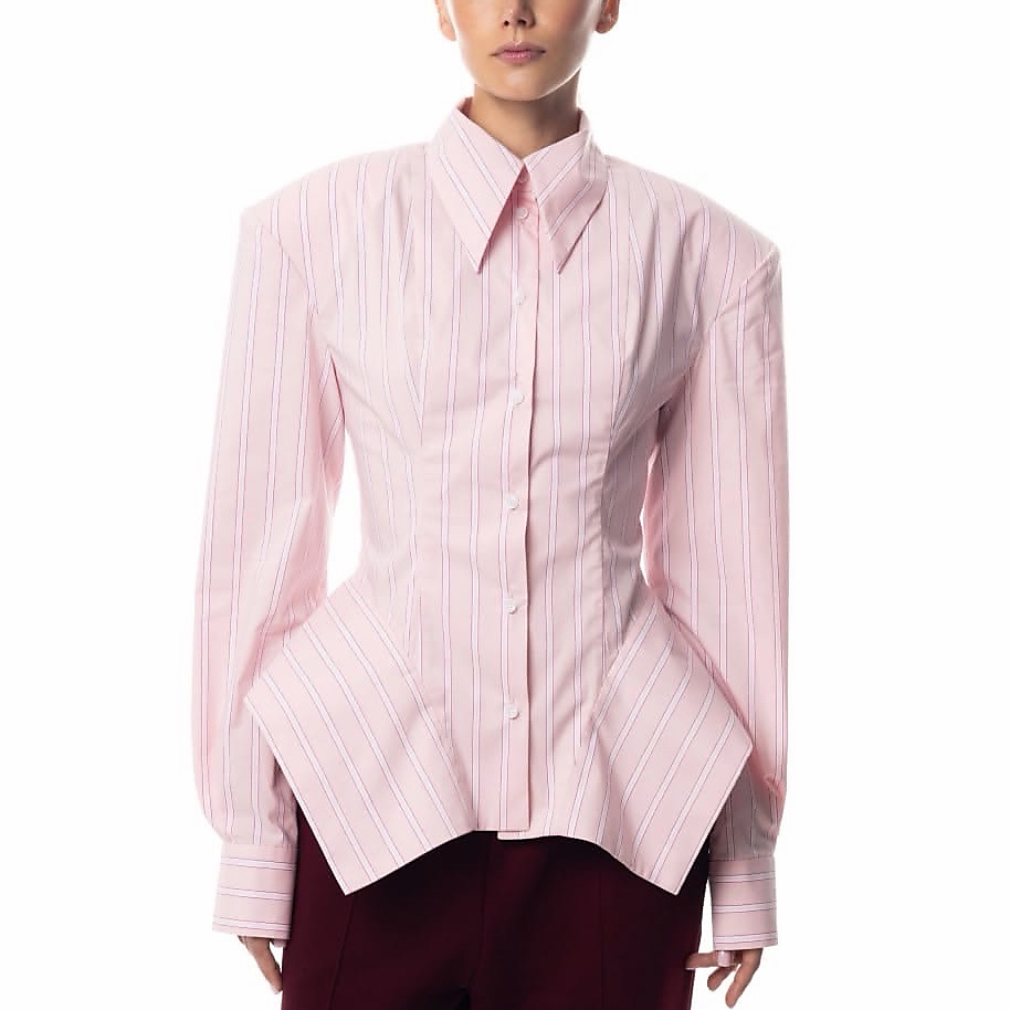 pink stripes shirt