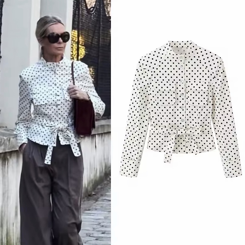 polka dot top with belt