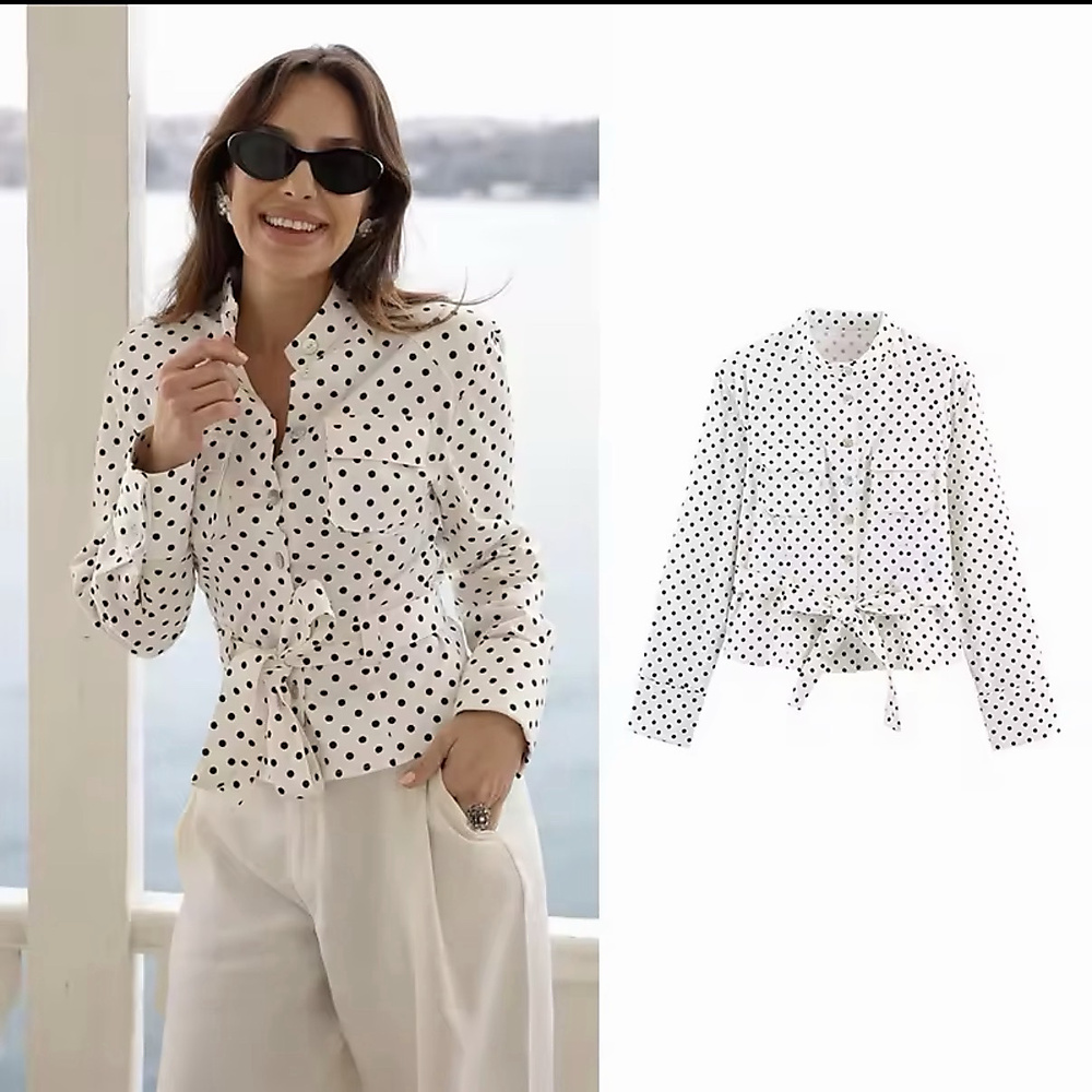 polka dot top with belt