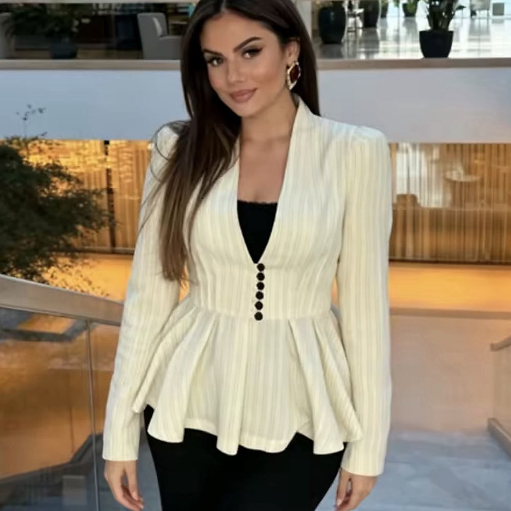 striped end ruffle top