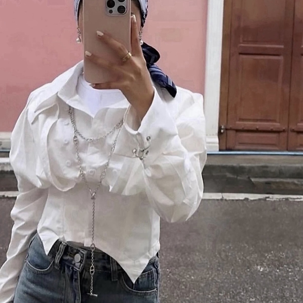 white top with buttons
