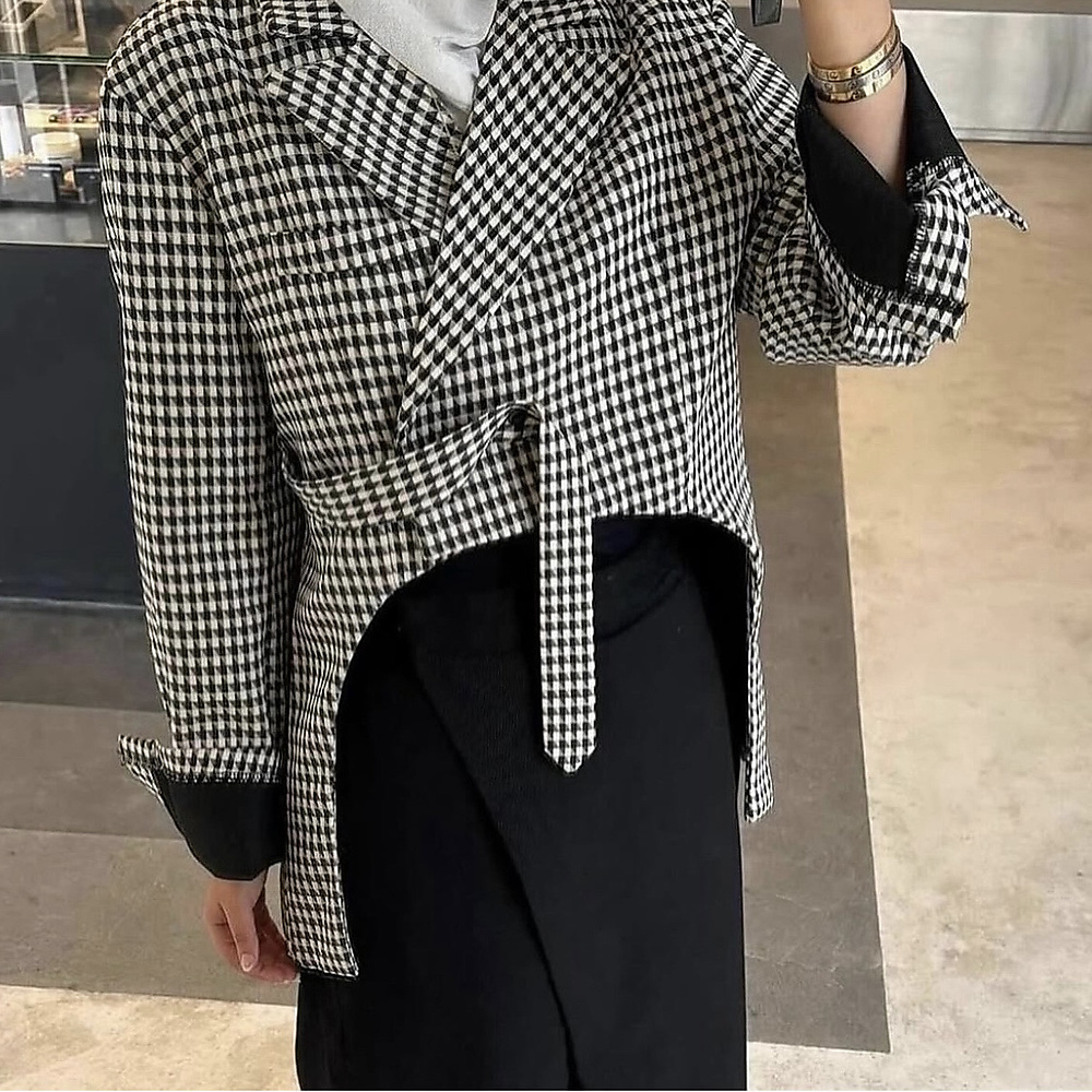 black and white blazer