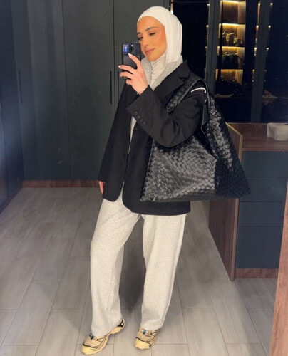 Black blazer with white line