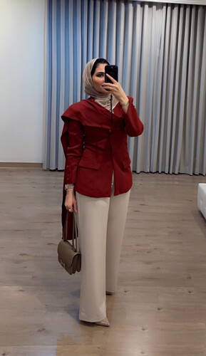 Wine blazer with scarf