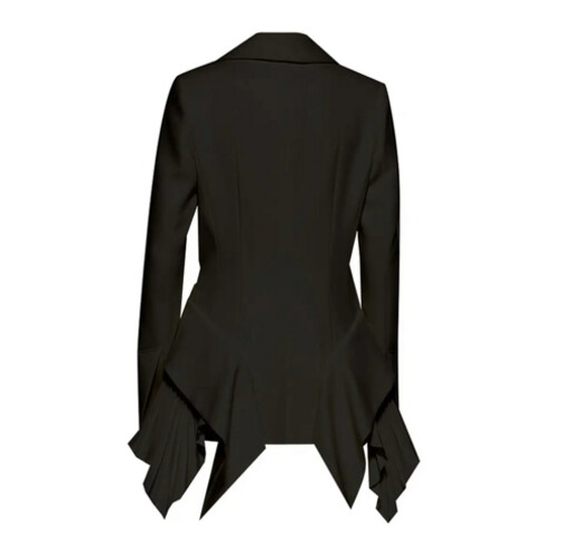 End ruffle black blazer