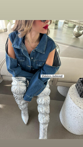 Offshoulder denim jacket