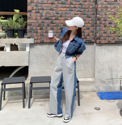 Traing pant with denim