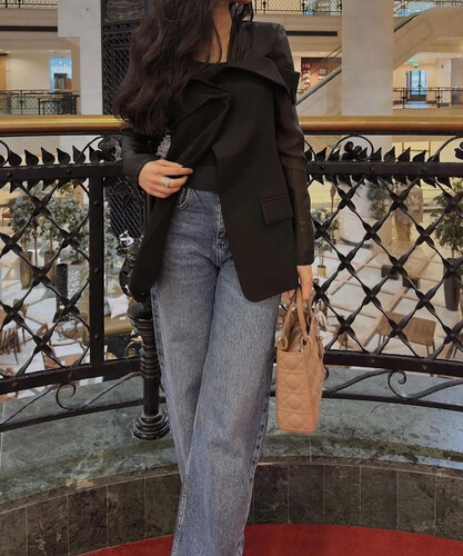 Black blazer with mesh sleeves