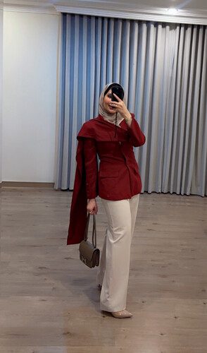 Wine blazer with scarf