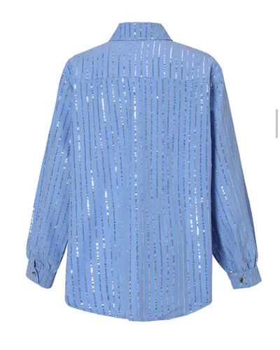 Blue shiny stripes shirt