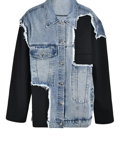 Denim jacket with black sleeve