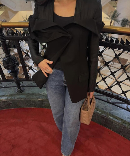 Black blazer with mesh sleeves