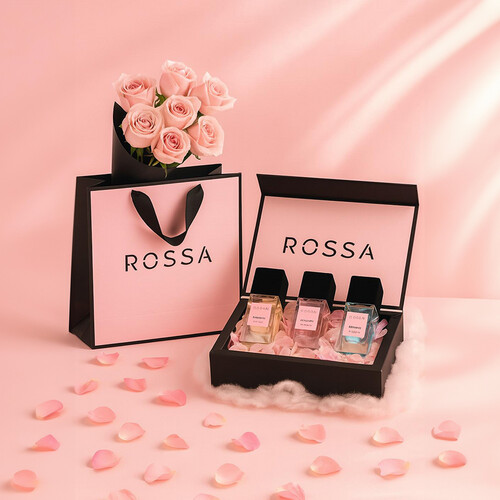 Package with a flower bouquet