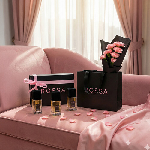 Black Package with a Flower Bouquet