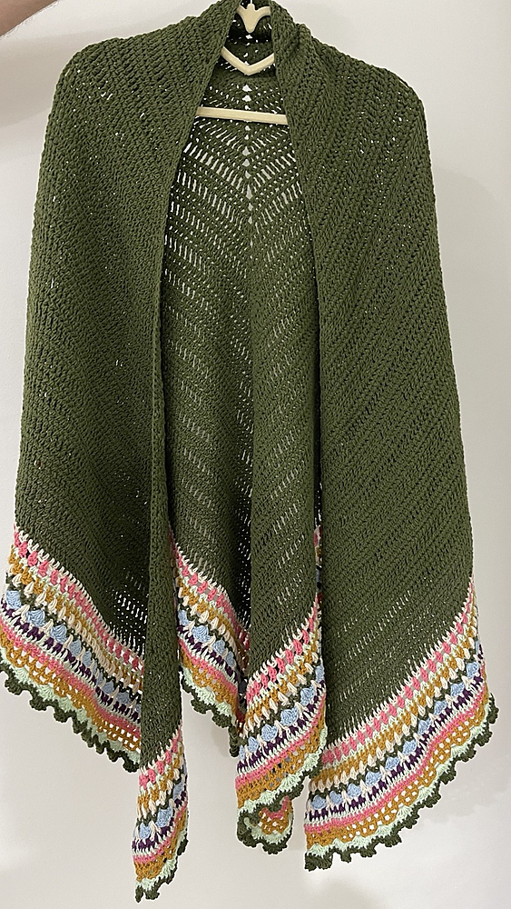 Olive Crochet Triangle Shawl
