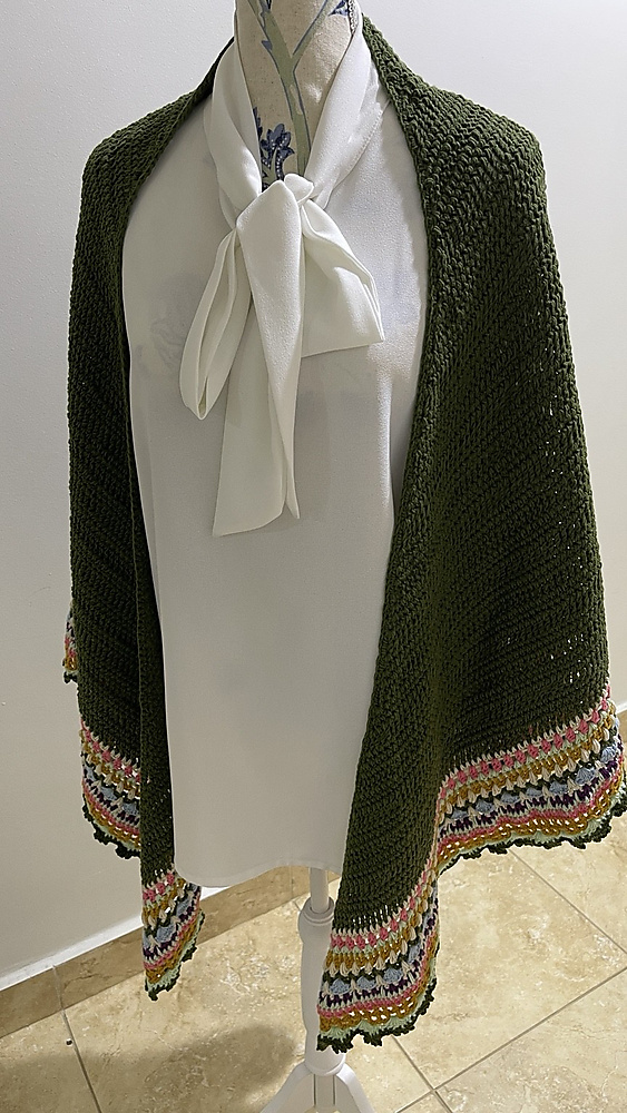 Olive Crochet Triangle Shawl