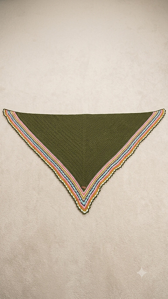 Olive Crochet Triangle Shawl