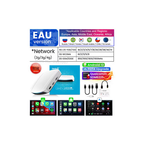جهاز HDMI CarlinKit CarPlay Ai TV لنظام Android 13 مع مخرج HD، مزود بشرائح SM6225، يدعم CarPlay اللا