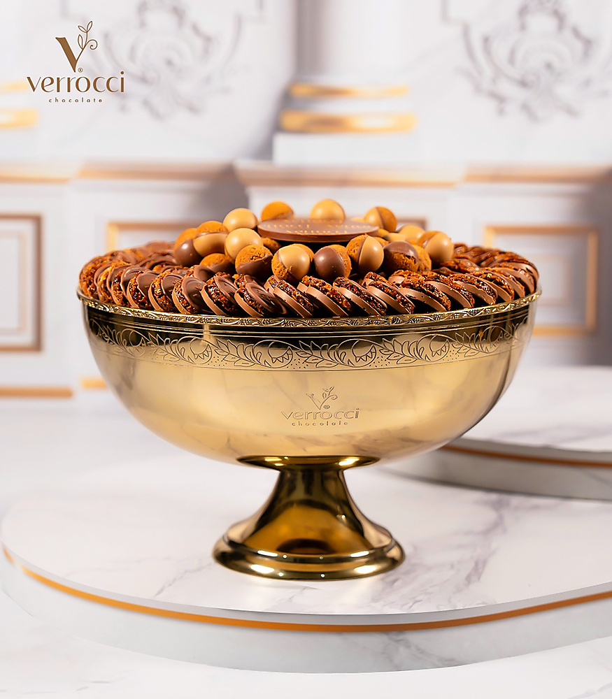 Verrocci Chocolate golden Floral Printed Tray