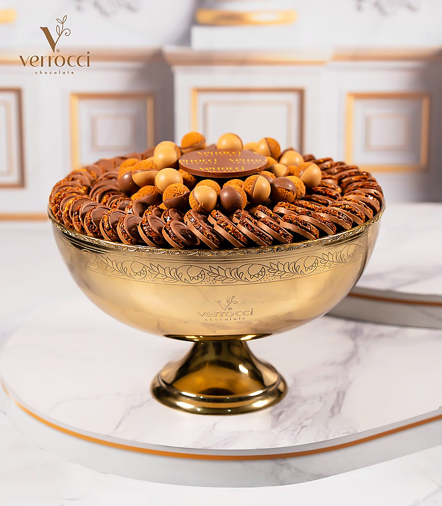 Verrocci Chocolate golden Floral Printed Tray