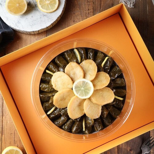 Platter of Grape Leaves With Lemon for Zuwarah